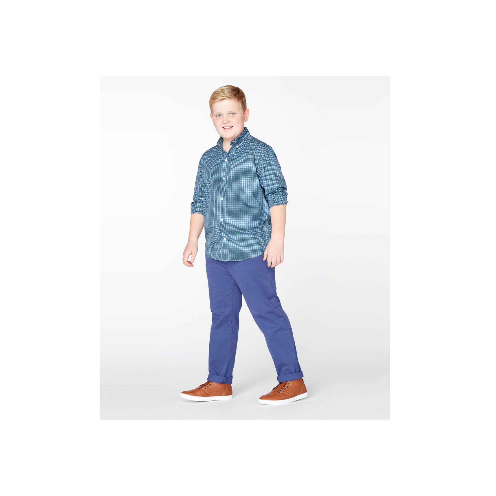 Navy Blue Boys Plus Size Sturdy Fit Adjustable Waist Chino Trousers <br/> 30" – 42" Waist - Image 6