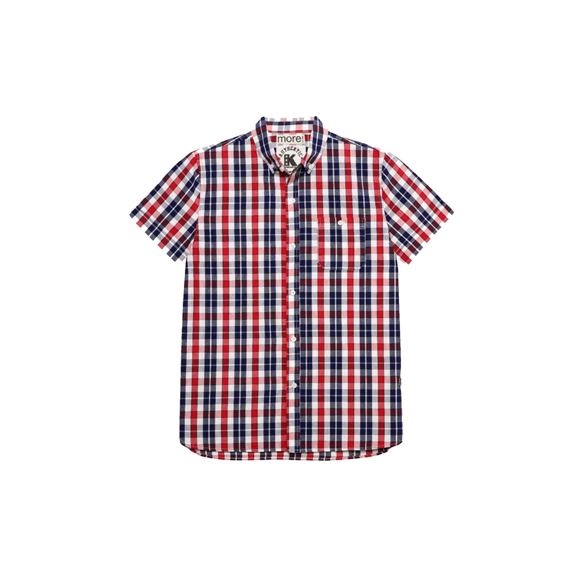 Red Mix Boys Plus Size Sturdy Fit Checked Short Sleeved Shirt <br/> 36" – 46" Chest