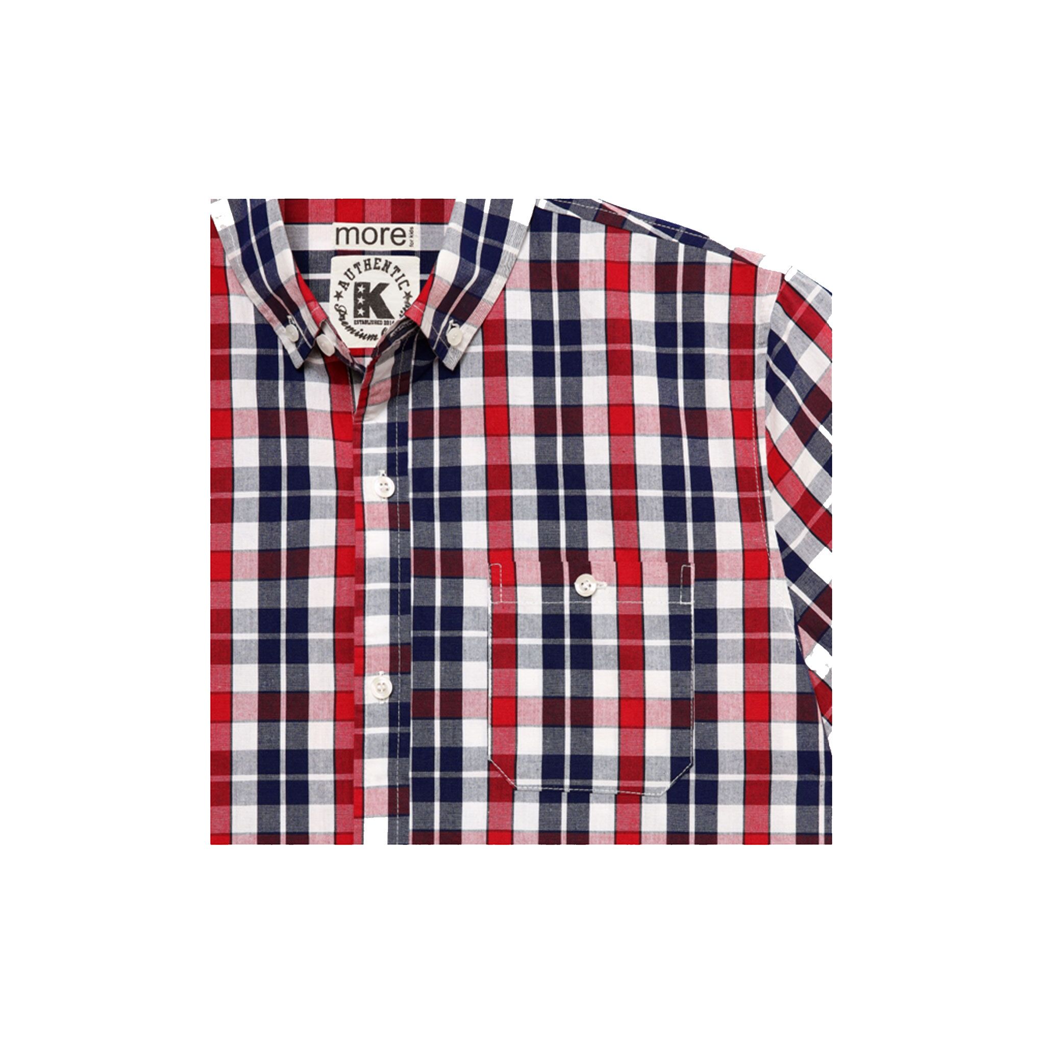 Red Mix Boys Plus Size Sturdy Fit Checked Short Sleeved Shirt <br/> 36" – 46" Chest - Image 3