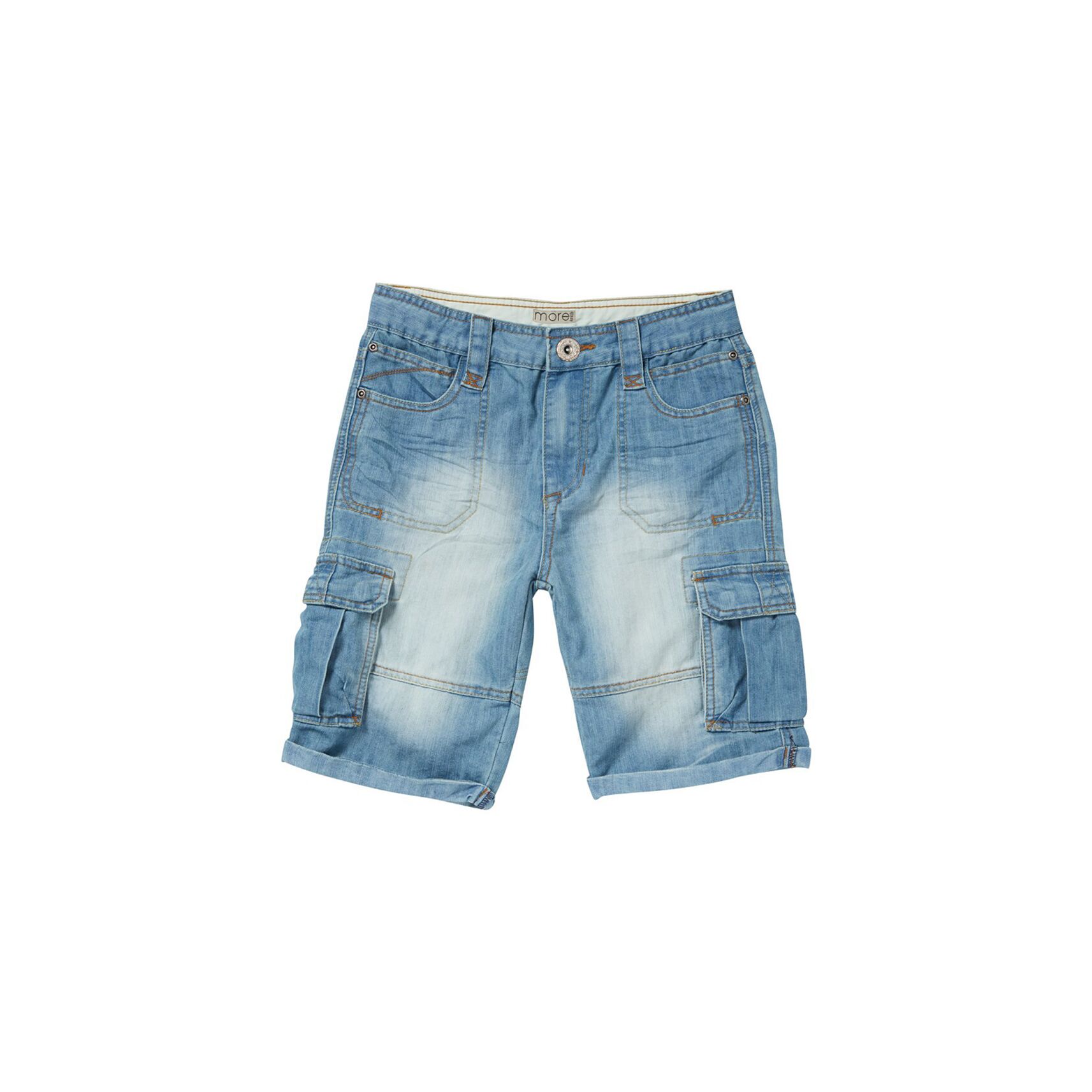 Light Blue Boys Plus Size Sturdy Fit Adjustable Waist Cargo Shorts <br/>32" - 40" Waist