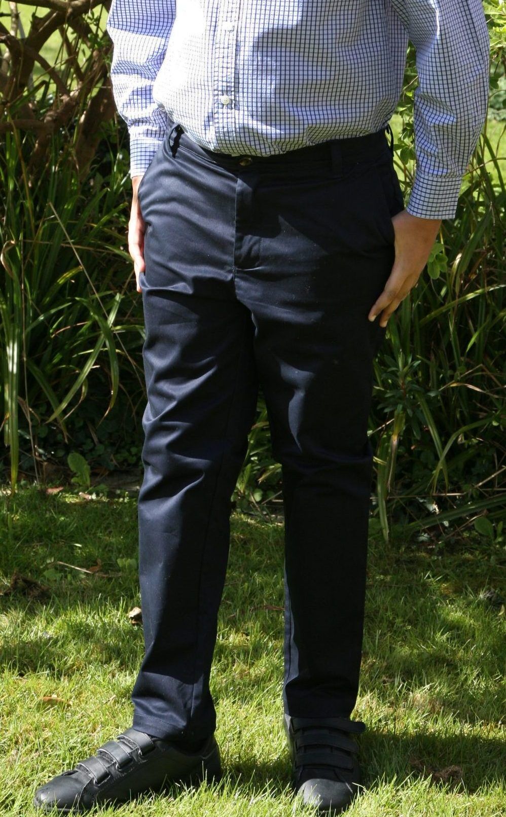Navy Blue Boys Plus Size Sturdy Fit Adjustable Waist Chino Trousers <br/> 30" – 42" Waist - Image 5