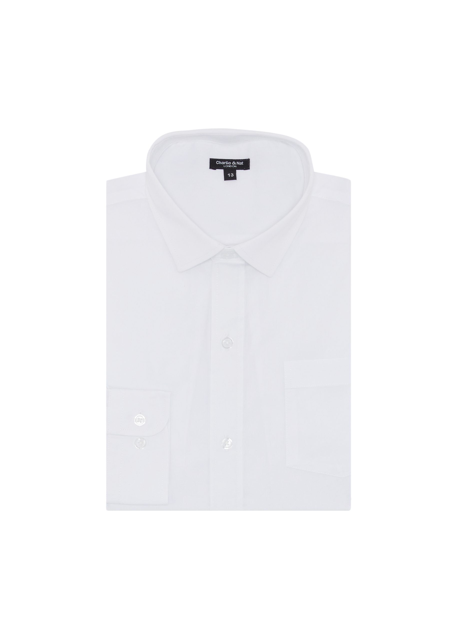 White Boys Plus Size Sturdy Fit Cotton With Stretch Long Sleeve Shirt <br/> 36" – 44" Chest - Image 3