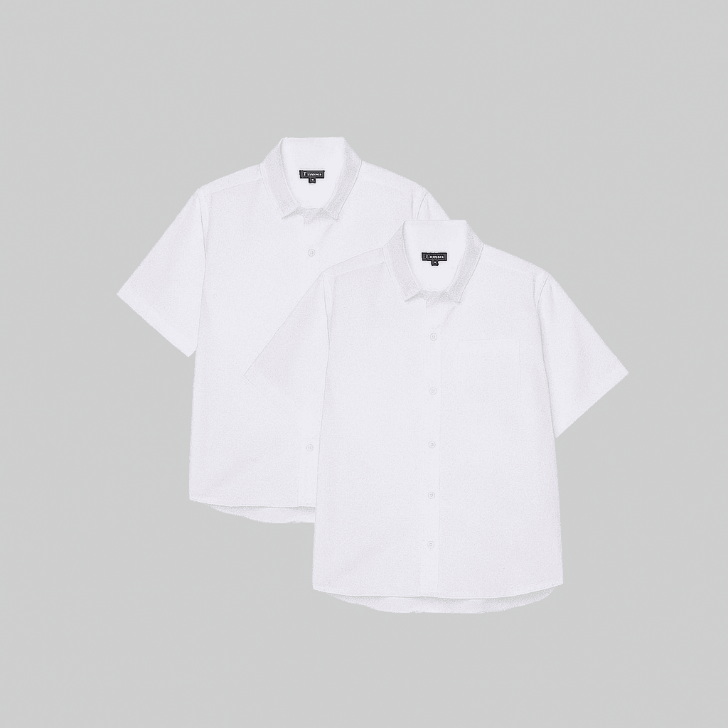 White Boys Plus Size Sturdy Fit Luxury Oxford Short Sleeve Shirt Twin Pack <br/> 32"– 46" Chest