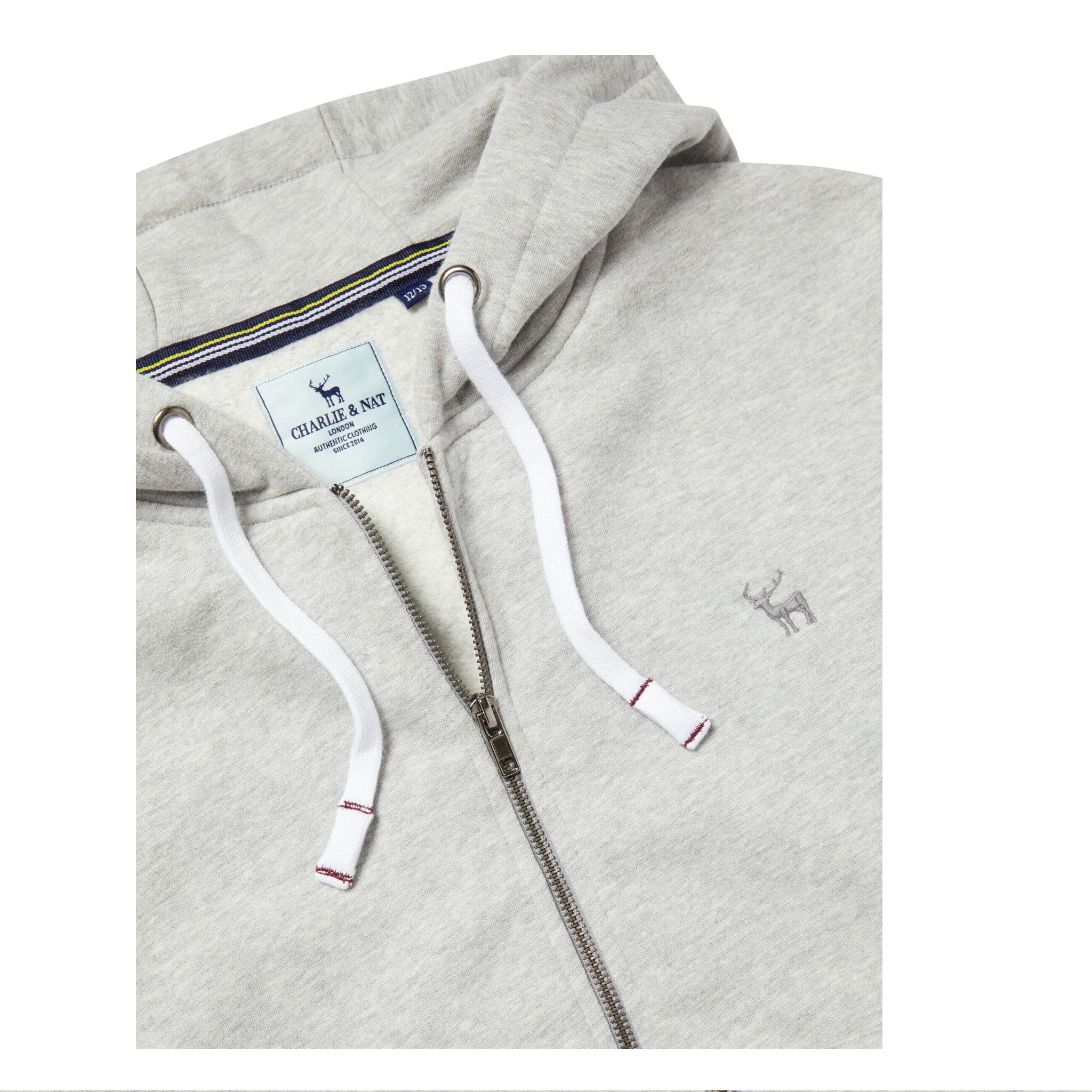 Grey Marl Coor Boys Plus Size Sturdy Fit Cotton Rich Authentic Brushback Zip-Up Hoodie