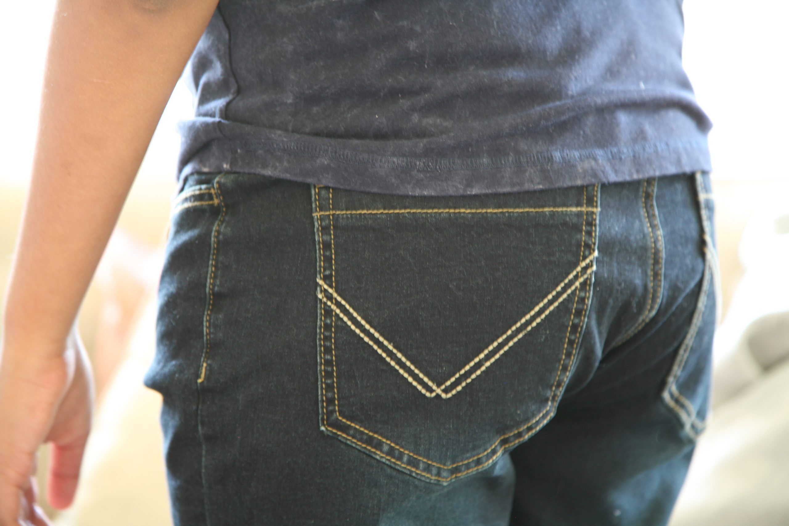 Dark Blue Boys Plus Size Sturdy Fit Adjustable Waist Contrast Stitch Jeans <br/> 22" – 42" Waist - Image 4