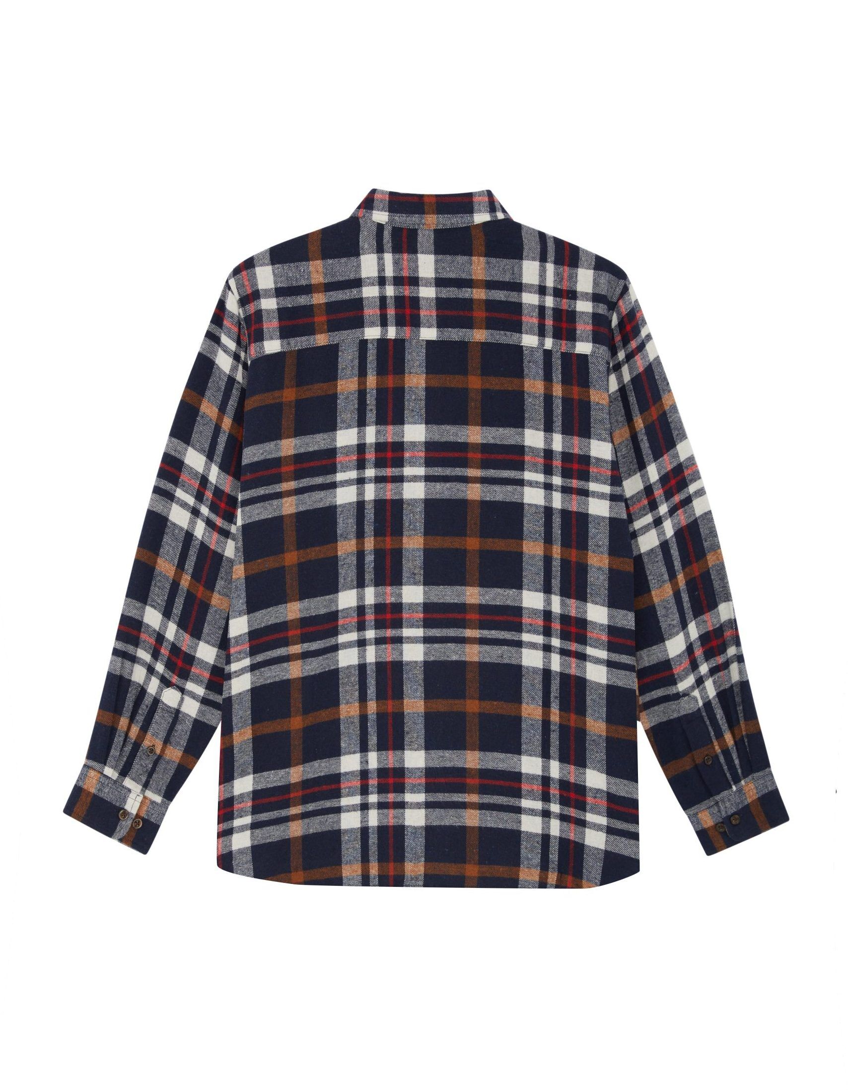 Navy Mix Boys Plus Size Sturdy Fit Warm Handle Checked Long Sleeve Shirt <br/> 36″ – 46″ Chest - Image 2