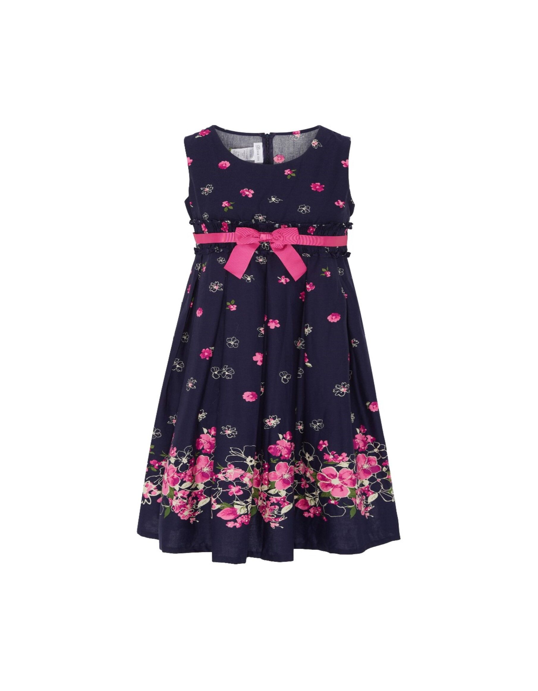 Navy/Pink Mix Girls Plus Size Generous Fit Printed Dress <br/> 30″ – 37″ Waist